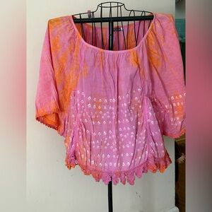 EARTHBOUND Vibrant Pink and Orange Blouse